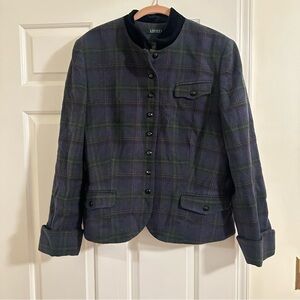 Ralph Lauren Women's Plaid Blazer - Navy and Green